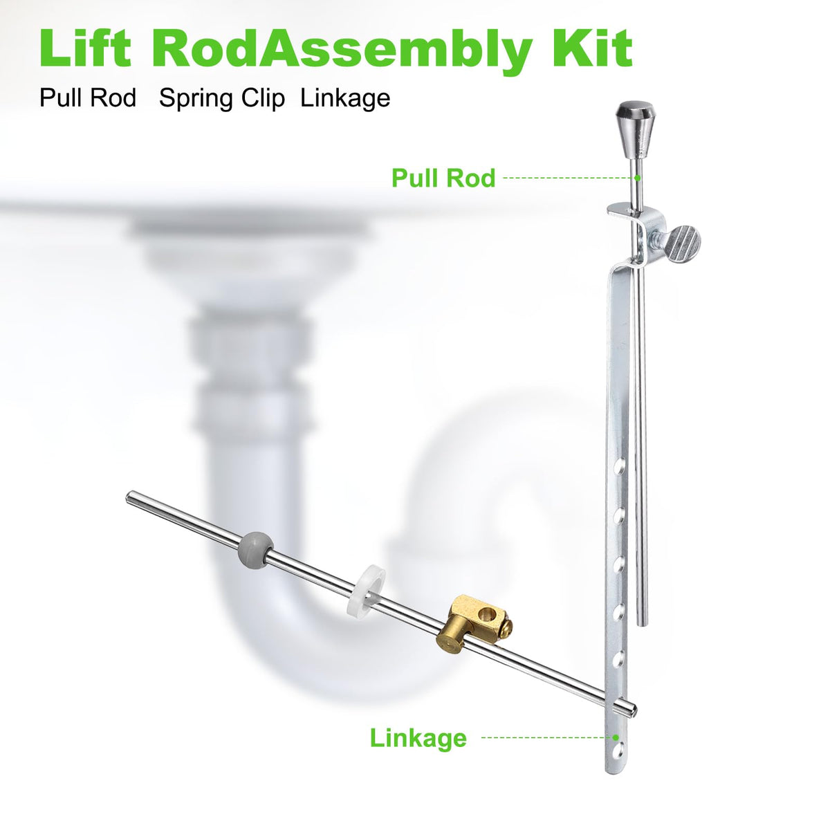 sourcing map Sink Drain Repair Kit, 0.53" Sink Stopper Pull Rod Linkage Adjustable Center Pivot Ball Rod Brass Assembly for Bathroom Drain
