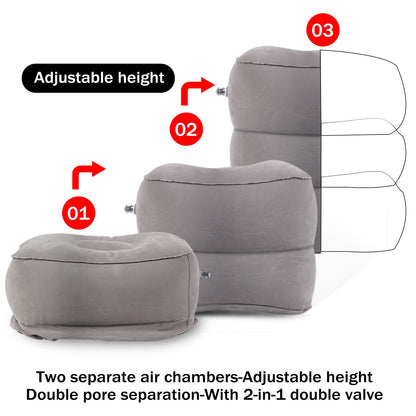 DAWNTREES Inflatable Foot Rest, Travel Footrest for Airplane, 1 Pack, Grey