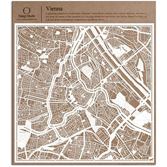 O3 DESIGN STUDIO Vienna Paper Cut Map White 30x30 cm Paper Art