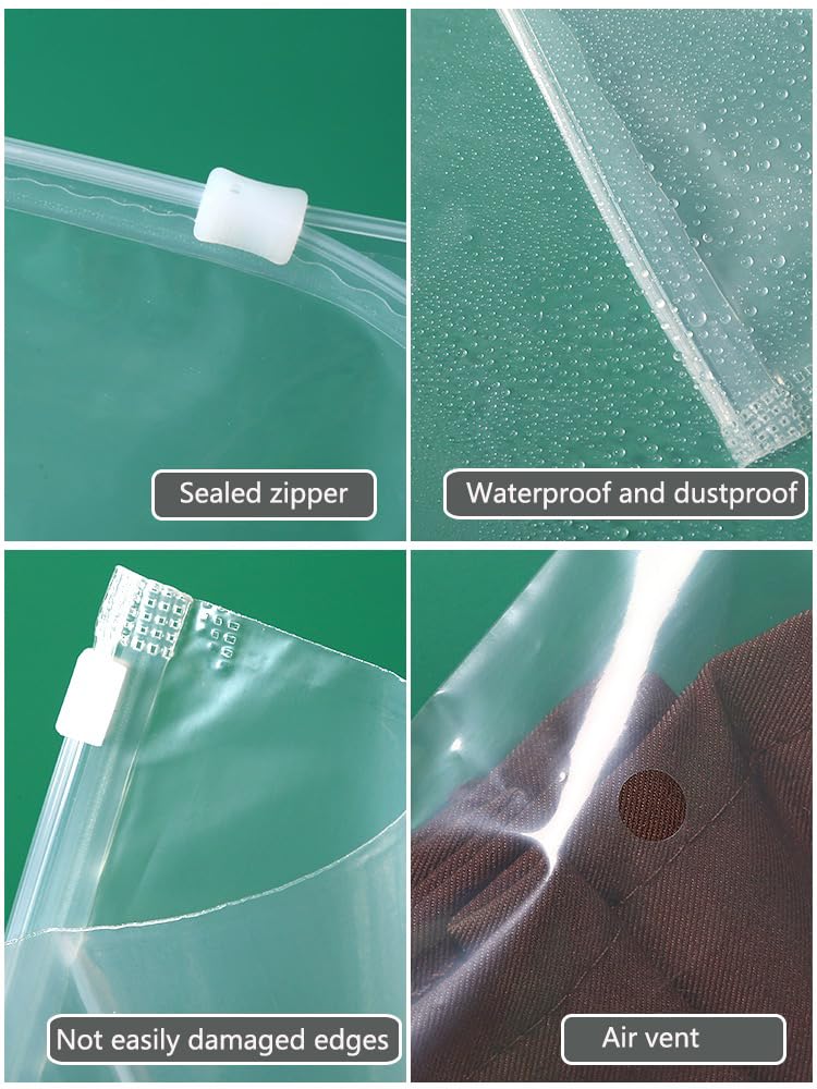 ATB-Foger 20Pcs Clear Zip Lock Clothes Storage Bags - Large Travel Resealable Plastic Luggage Pouch for Coats, Bulky Items
