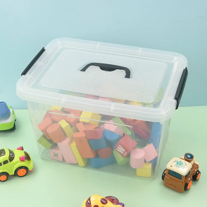 Ikando 4 Packs 13 Litre Plastic Storage Box with Lid and Handle, Clear