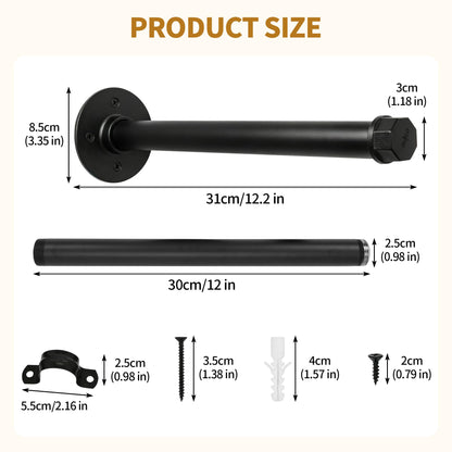 aleawol 8pcs Industrial Pipe Clothes Bar 12 Inch Wall Mounted Clothing Rack