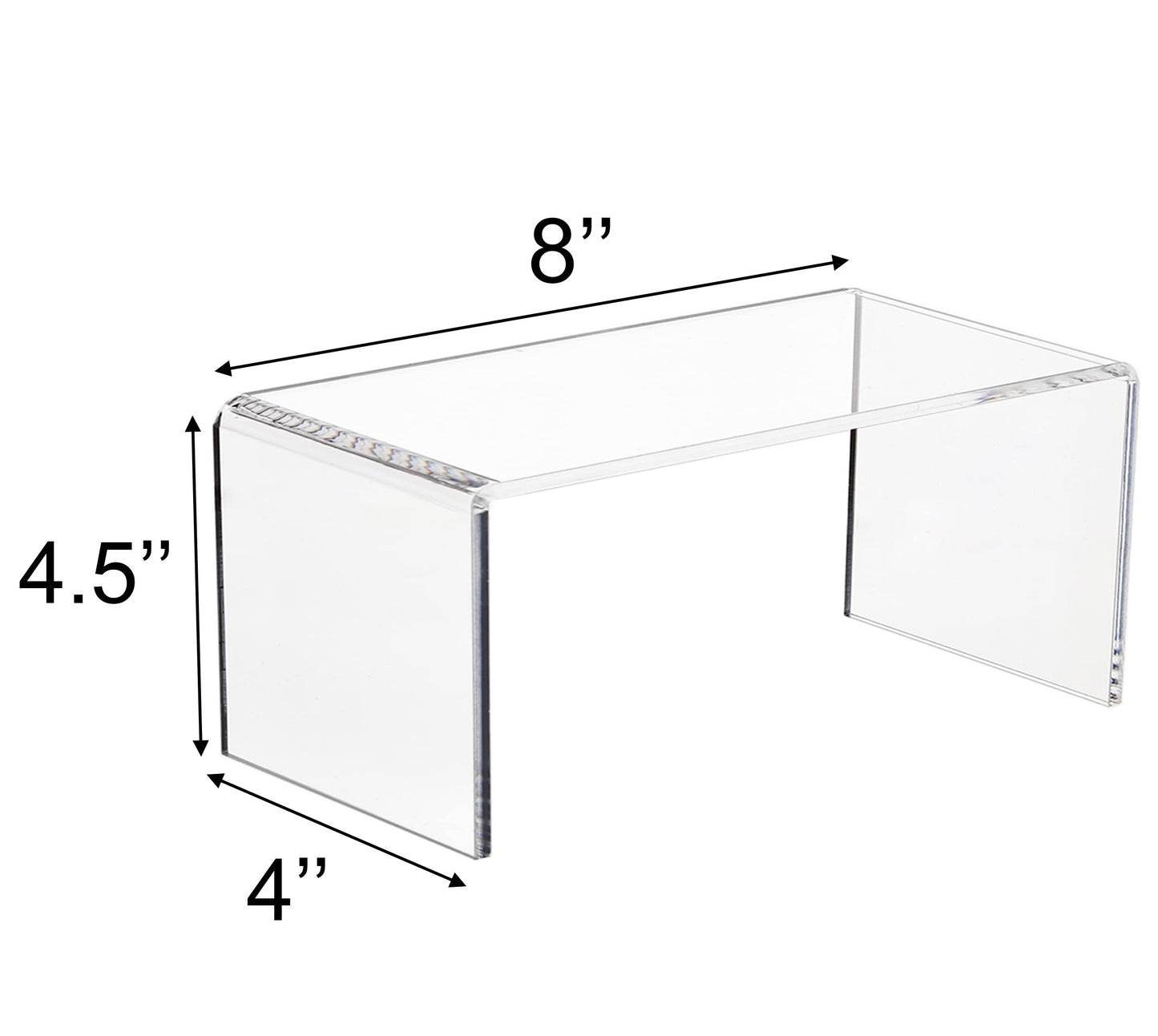 Jusalpha 4 PC Clear Acrylic Risers, Acrylic Display Risers Shelf Showcase Fixtures for Jewelry, Display Stand for Amiibo Funko POP Figures, Cupcakes