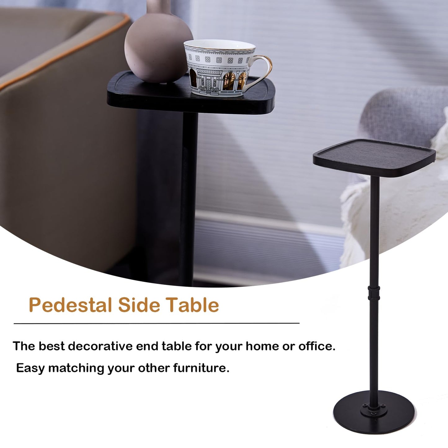 Benhurb Drink Table, Small Pedestal Side Table, Cocktail Martini Tables Drink Stand