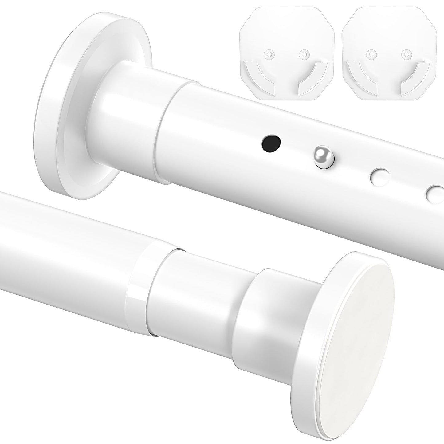 WELDUN Extendable Curtain Poles 98-290cm Tension Rods, ?32mm No Drilling Shower Curtain Rod Including 2 Wall Base, Metal Telescopic Pole for Bathroom