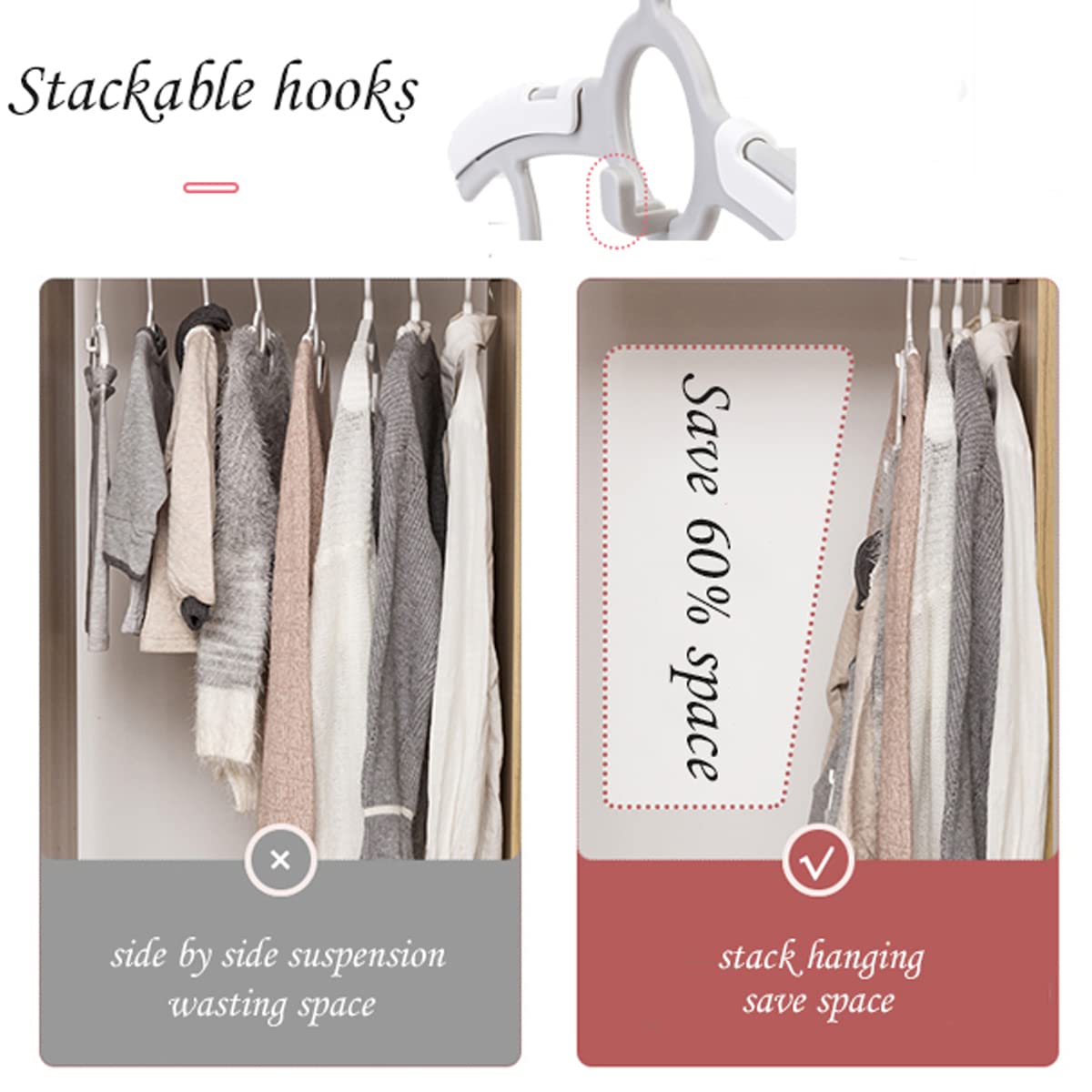 GencuoGencuoirir20 Pieces of White Retractable Non-Slip Adjustable Multifunctional Children's Hanger，Baby Hangers, for Newborn Clothes