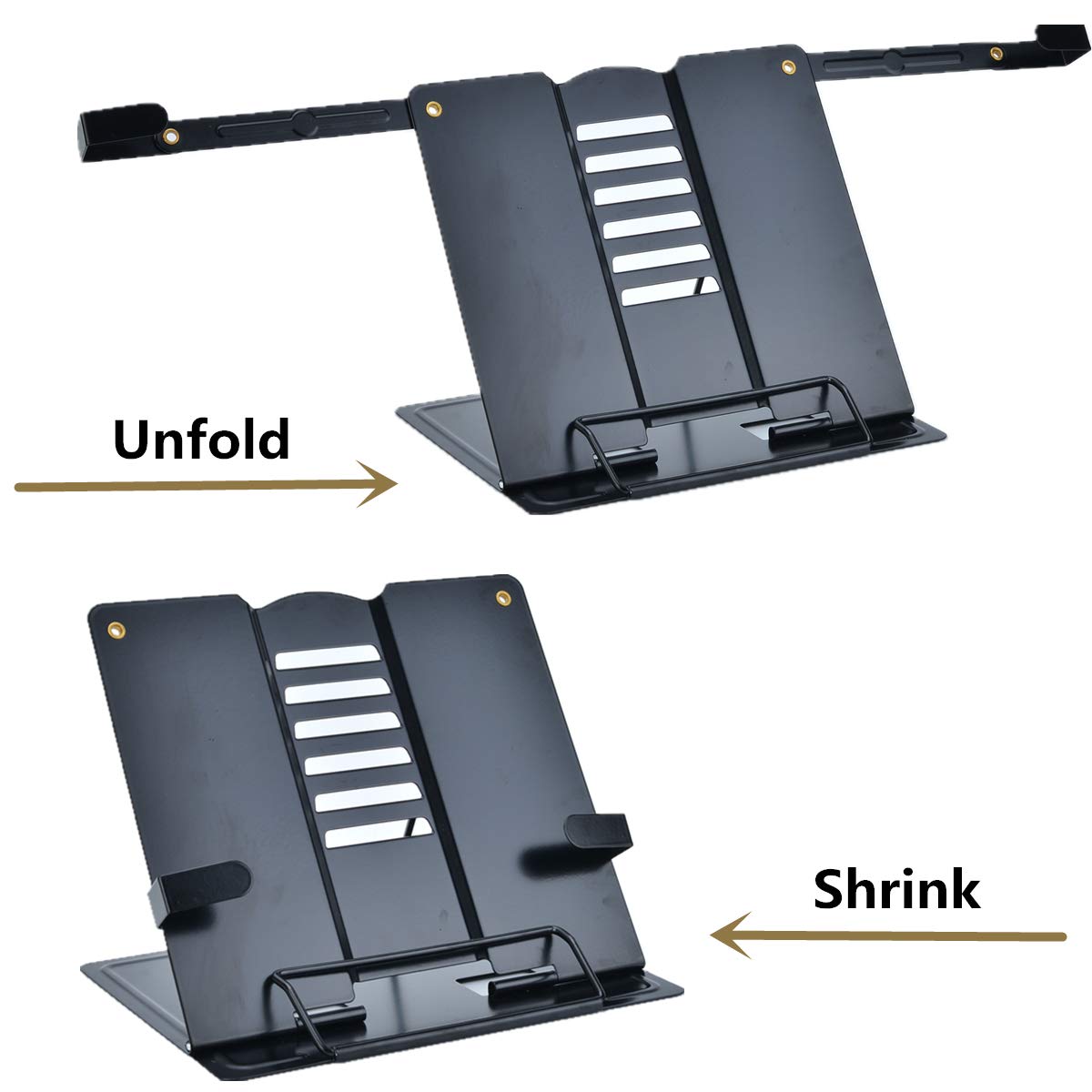Citmage Desk Book Stand Document Holder Heavy Duty Metal Reading Stand Black for Book Magazine Menu iPad Music Score Speech Draft with 6 Adjustable