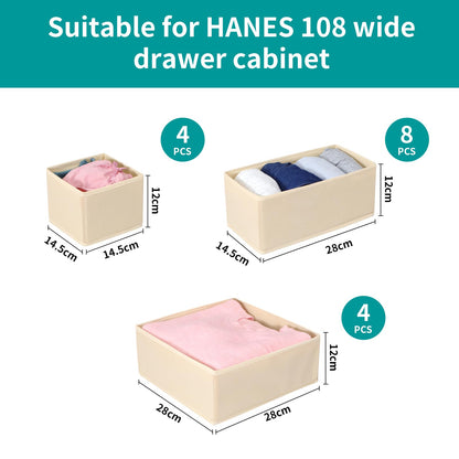 ORLISA 16 Pack Drawer Organiser Set for Hemnes Dressers, Fabric Drawer Dividers & Wardrobe Organisers for Clothes Storage, Underwear