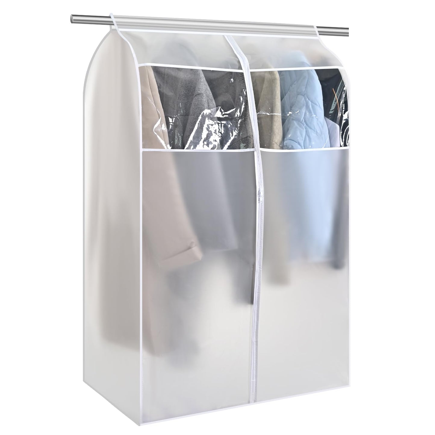 ZWMYF Garment Clothes Dustproof Clothes Rail Cover Storage Bag, PEVA Dustproof Wardrobe Hanging Protector Rack Organizer with Full Zipper