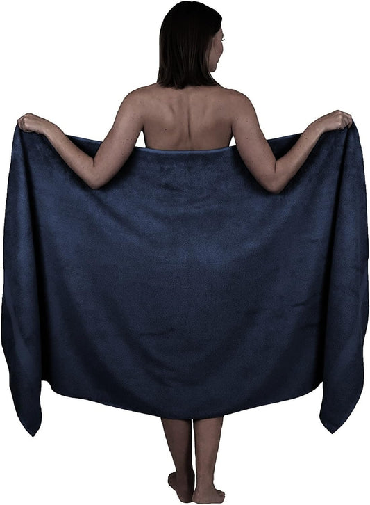 Wholesale Trade Dealz Extra Large Bath Sheet 100 x 200 cm Super Jumbo Big Bath Sheets Towels Beach Body Wrap XL Bath Towels 600-GSM (Navy)