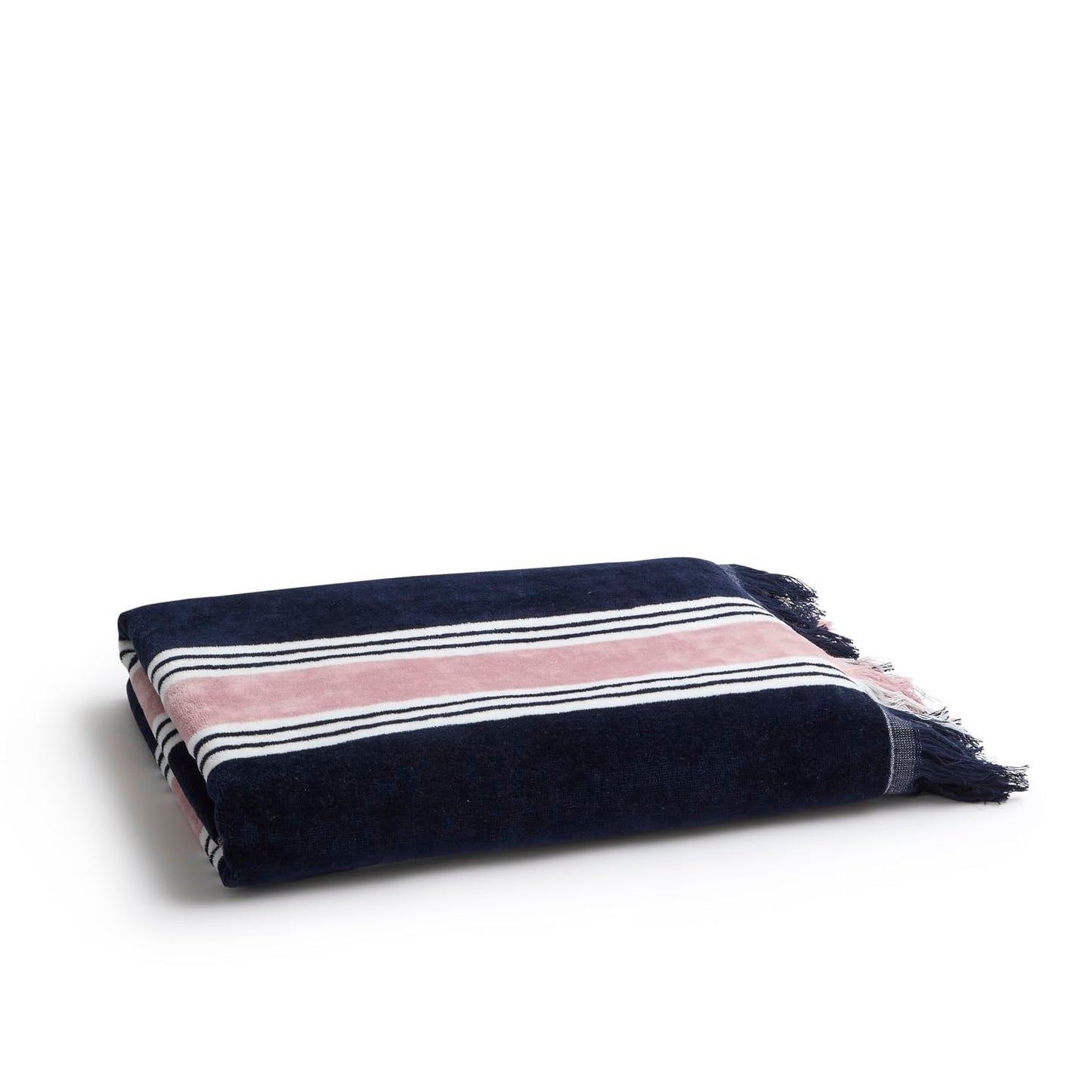 Christy College Beach Towel | 500 GSM | Sand Free | 100% Cotton | Yarn-dyed striped beach towel | Quick Dry Towelling Rear | 100cm x 180cm | Navy Blue