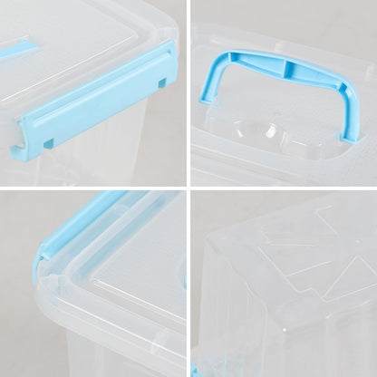 Jandson 3L Small Plastic Lidded Storage Box with Carry Handle, 6 Packs