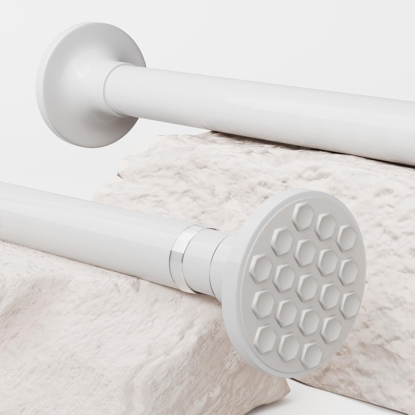 Curtain Poles Extendable Pole Non-Slip Tension Rods Shower Curtain Rods Extra Long for Living Room, Bedroom, Bathroom, Balcony (84-270CM ?32mm White)