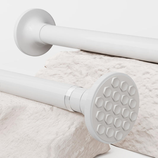 Curtain Poles Extendable Pole Non-Slip Tension Rods Shower Curtain Rods Extra Long for Living Room, Bedroom, Bathroom, Balcony (84-270CM ?32mm White)