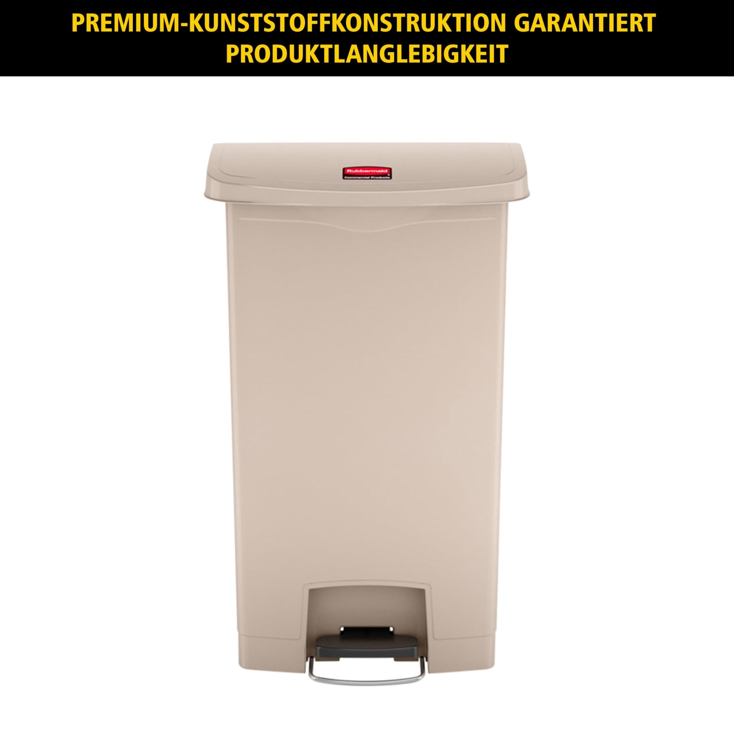Rubbermaid Commercial Products Slim Jim Step-on Resin Front Step Waste Receptacle Bin 30 Litre Beige 1883456