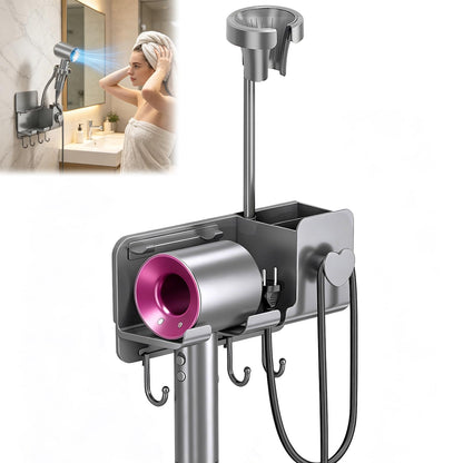 Ecloom Hair Dryer Holder No Drilling Required with 360 Deg Rotation