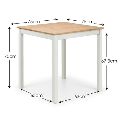 Julian Bowen Coxmoor 75cm Square Dining Table, Ivory/Oak - H75 x W75cm