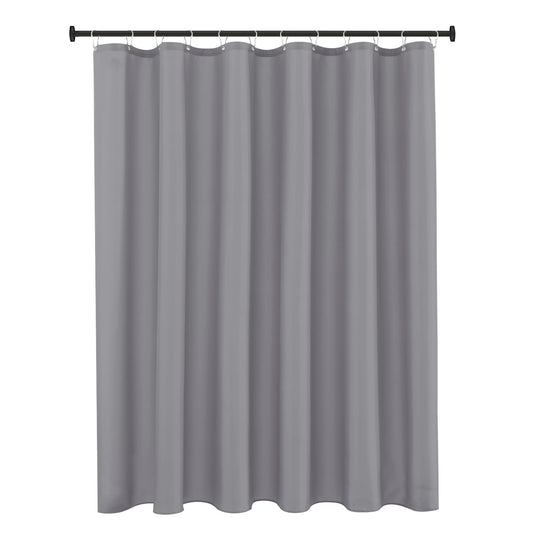 Biscaynebay Fabric Shower Curtain Short Stall Liners 72" Width by 65" Length, Silver Grey Water Resistant Bathroom Curtains, Rust Resistant Grommets