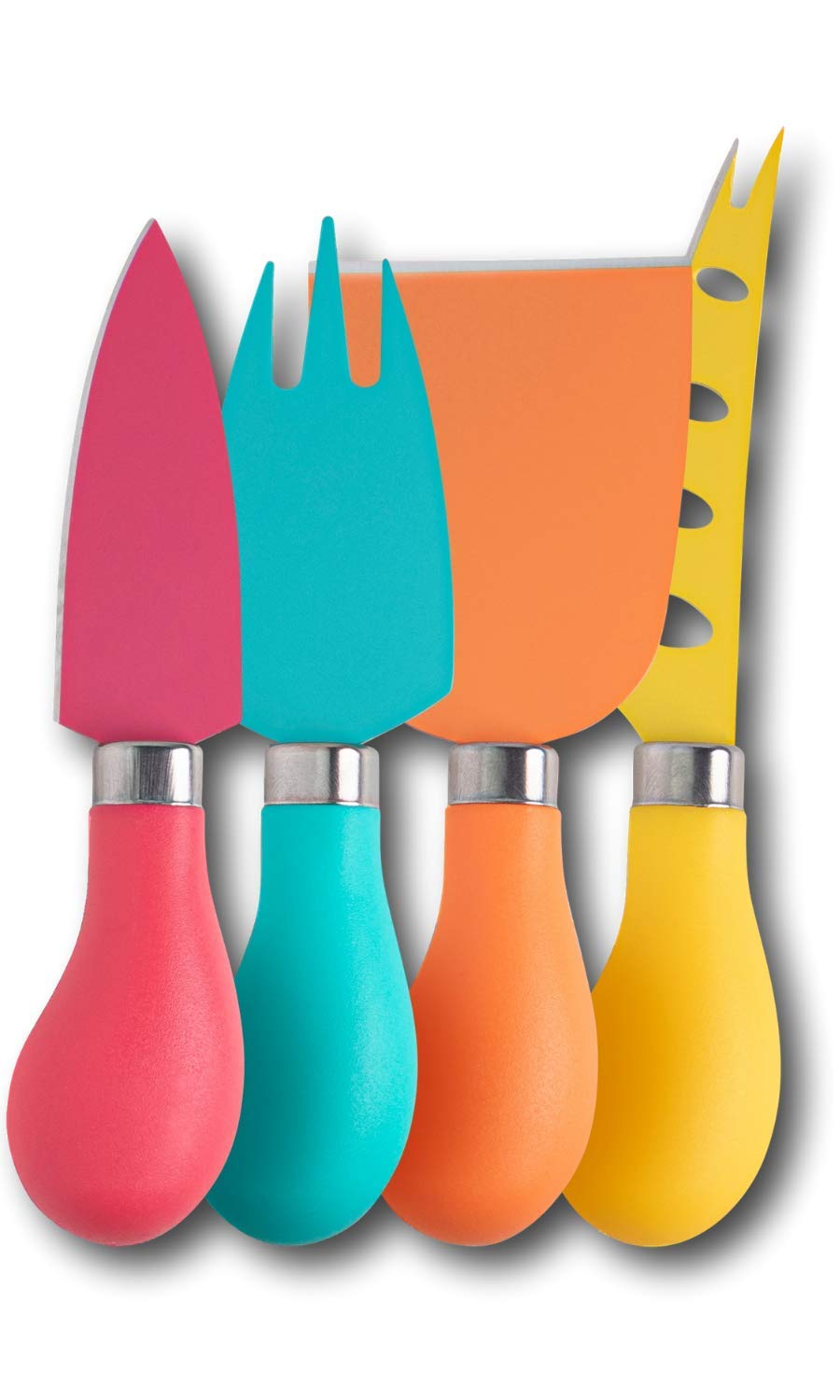 Taylors Eye Witness 4pc Cheese Knife Set - 4 Piece Coloured Cheese Knife Set, Super Sharp Blades & Ergonomically Designed Soft Grip Handles for