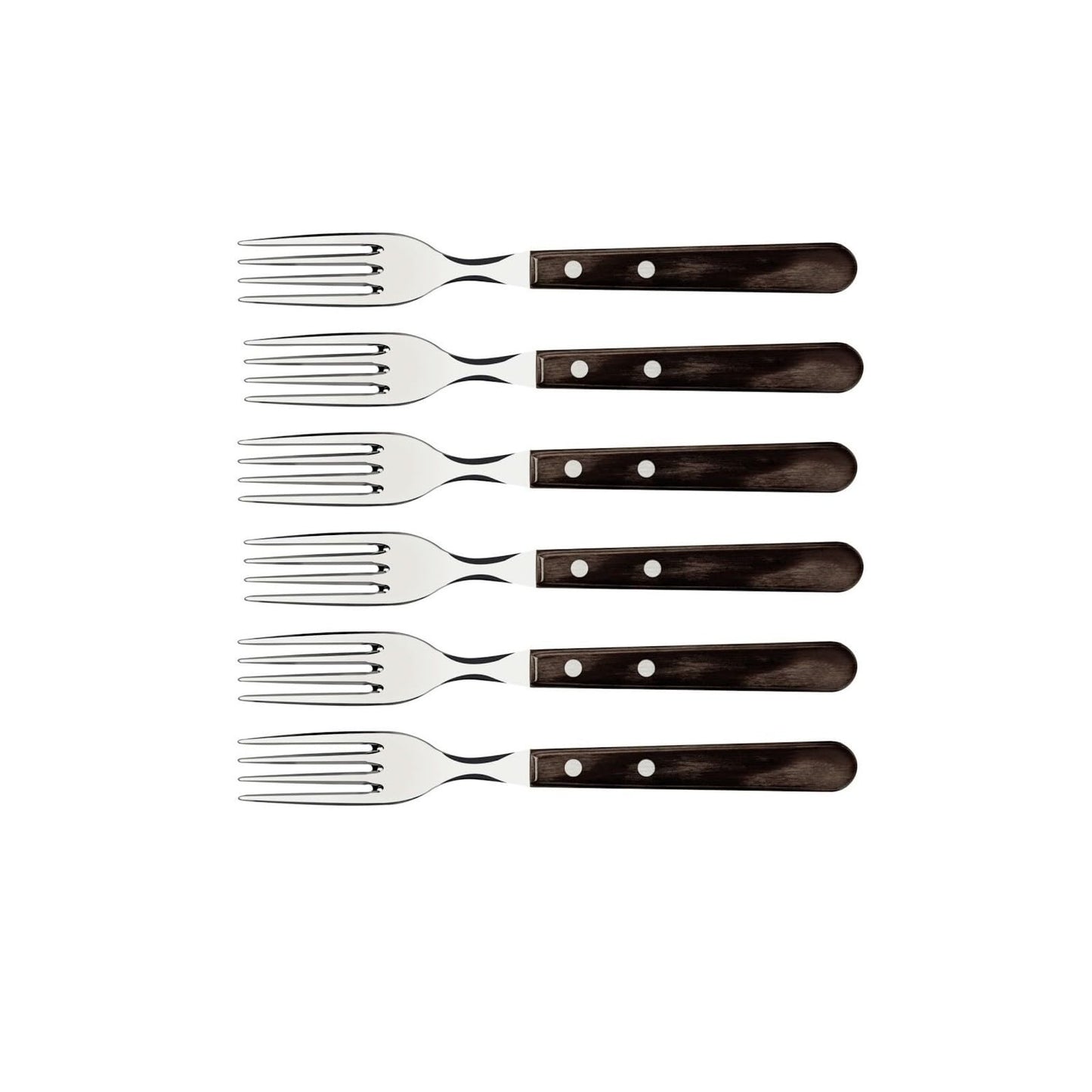 Tramontina Steak Forks, 6 Piece Jumbo Fork Cutlery Set with Wooden Handles, ?Camping, Kitchen, Rustic, Dishwasher Safe, 29899167