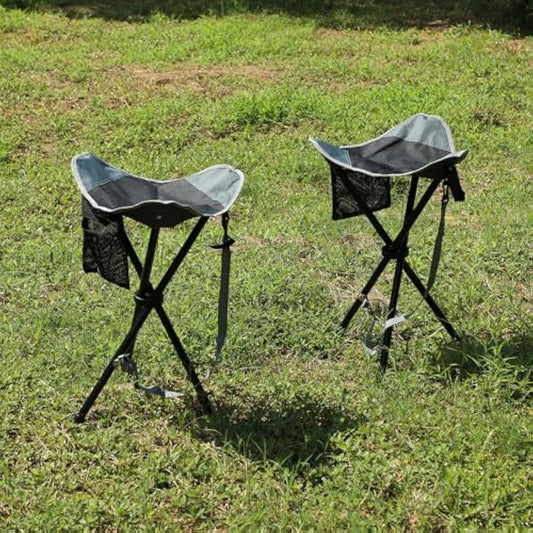 REDCAMP 22.4-inch Tall Tripod Stool Folding, 2 Pack Lightweight Tripod Chairs Portable for Backpacking Hiking Hunting Fishing, Black