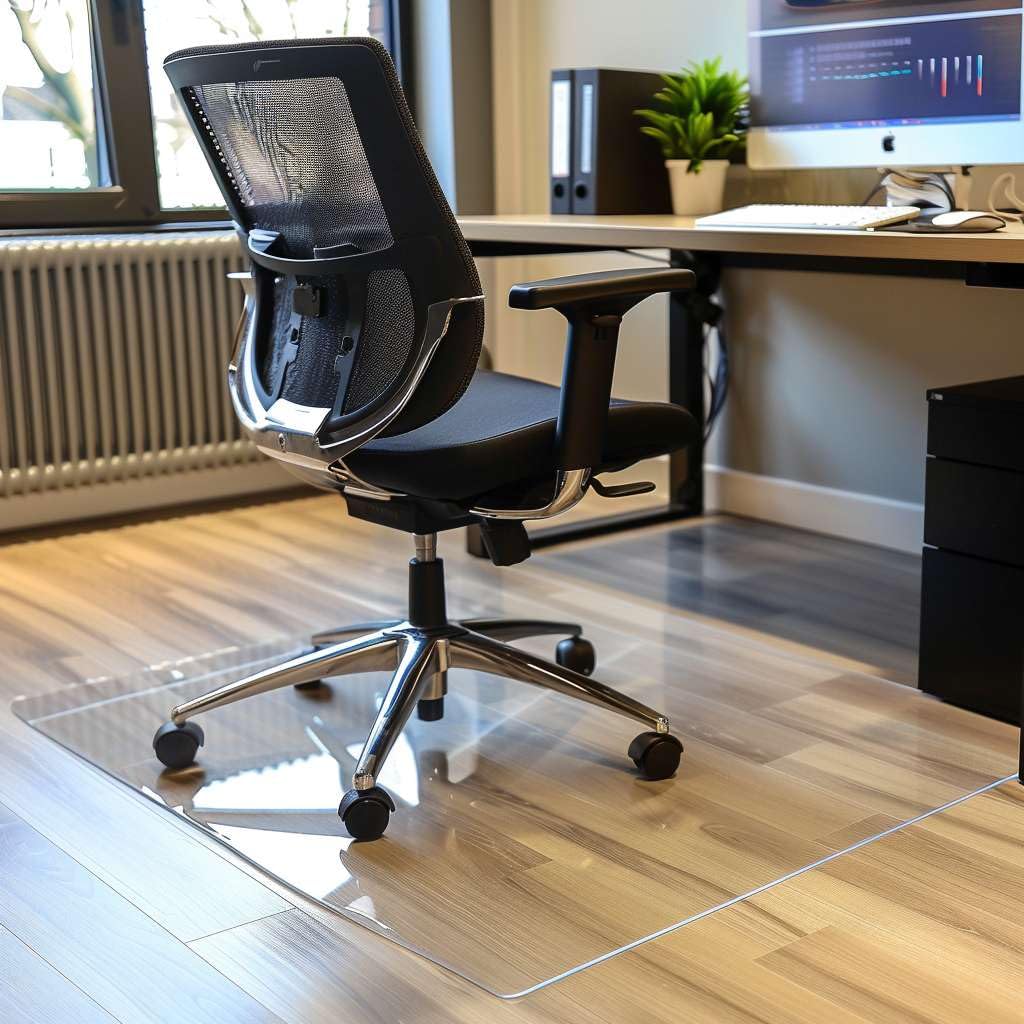 Nicoman Clear Chair Mat, Non-Slip Clear PVC Wooden Floor Protector Mat with Round Edge, Waterproof Protector Cover Floor Mat for Office Chairs