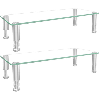 Hemudu 2 Pack Computer Monitor Stand Riser with Height Adjustable ‎56cm x 24cm Multi Media Desktop Stand for PC Computer Monitor