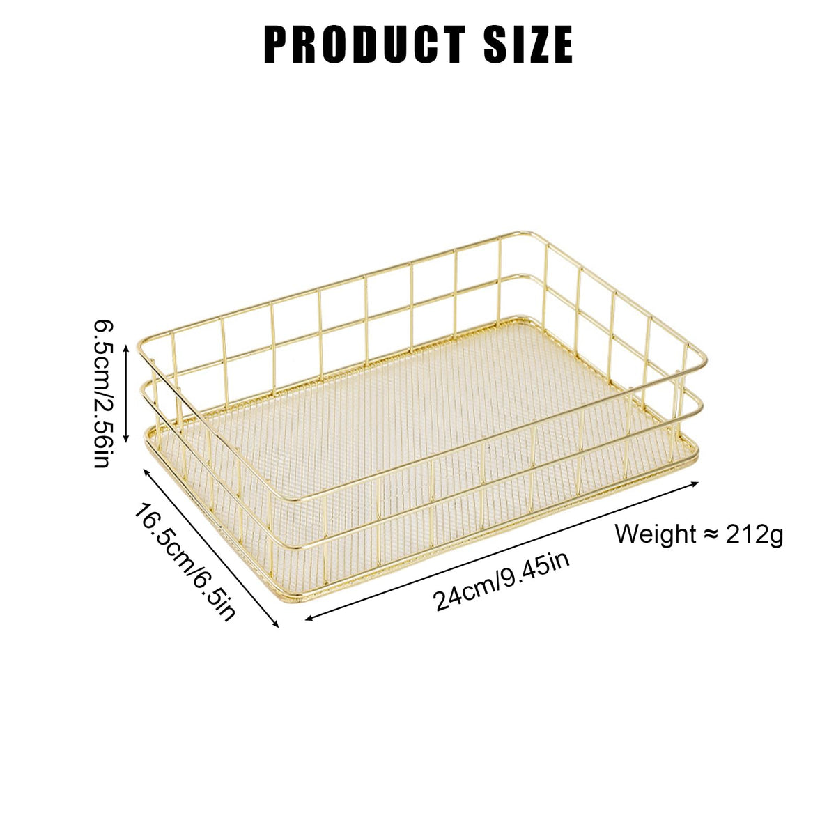 Seully Gold Storage Basket,Desktop Finishing Wrought Iron ,Metal Wire Fruit Storage Basket,Toiletries /Multi Purpose Desktop Storage for
