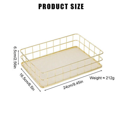 Seully Gold Storage Basket,Desktop Finishing Wrought Iron ,Metal Wire Fruit Storage Basket,Toiletries /Multi Purpose Desktop Storage for