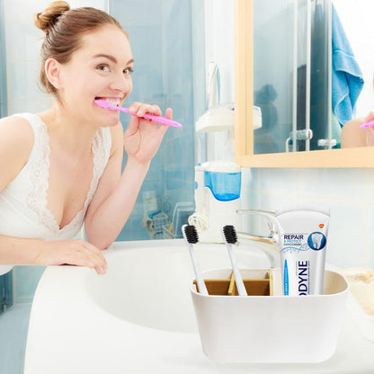 Bamboo Toothbrush Holder for Bathroom, Electric Toothbrush and Toothpaste Holder, Toothbrushs Caddy Organizer