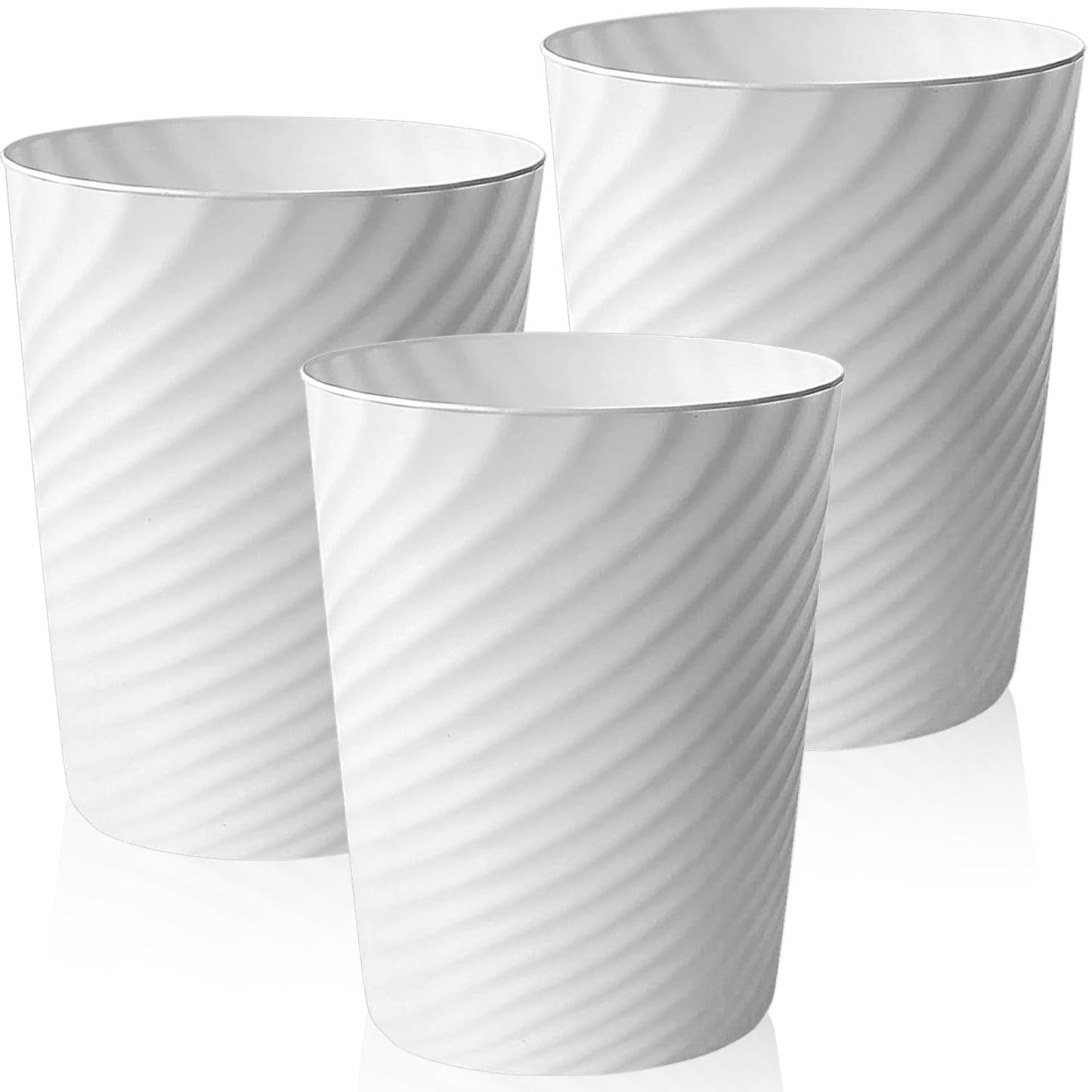 Xtrillogen 3PCS Plastic Waste Paper Bin,8L Small Bin with Threaded Texture,Slim Round Rubbish Waste Paper Basket,Trash Can for