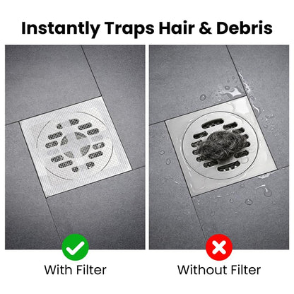 50 Pack Shower Drain Hair Catcher, Disposable Adhesive Hair Trap