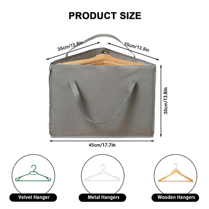 Hbzunt 2 Pcs Coat Hanger Storage, Clothes Hanger Organizer Bags with Two Carry, bag hanger Foldable Coat Hanger Storage (Grey)