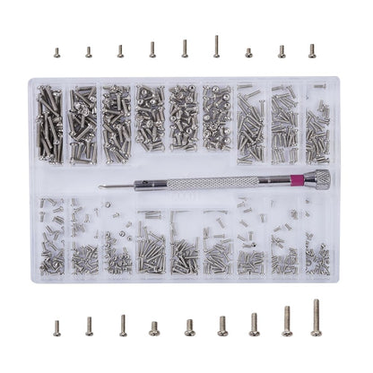 VOANZO 500 PCS Silver Tiny Micro Repair Screw Kit, 18 Sizes Stainless Steel Tiny Screws With Screwdriver