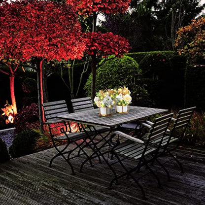 BEGONDIS Set of 2 LED Artificial Flowers Potted Fake White Flowers Hanging Potted Plants For Home Living Room Office Party Decor Decoration