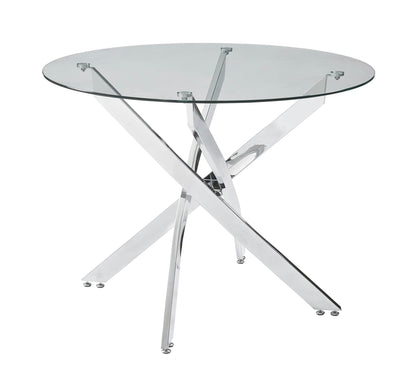 Panana Black Glass Dining Table With Metal Legs Modern Kitchen Tables (Clear Round, 100cm Round)