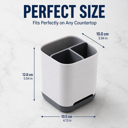 Gill Global Toothbrush Holder with Toothpaste Squeezer, 3 Slot Bathroom Organiser, Toothbrush Stand with Drainage, Bathroom Storage Cup