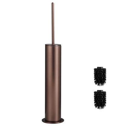 BVL Toilet Brush Rose Gold, Metal Toilet Brush Including 2 Brush Heads, Slim Design Toilet Brush Round for the Bathroom