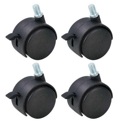 GOZOLA 4 Pack 50mm/2 Inch Nylon Plastic Replacement Caster Swivel Furniture Wheels Floor Protecting Office Chair Swivel Caster Threaded Stem 5/16"
