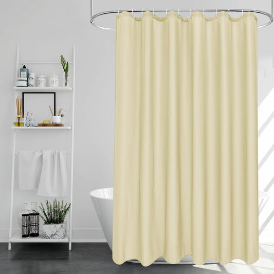 EurCross Beige Shower Curtains Mould Proof Resistant Washable, Quick Dry Water-resistant Fabric Bathroom Shower Curtain 180 x 180cm Drop with 12