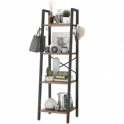 YMYNY 4 Tier Ladder Bookshelf, Height 125CM Bookcase, Freestanding Storage Organiser Shelves, Shelving Unit for Living Room Bedroom, Kitchen, Plant