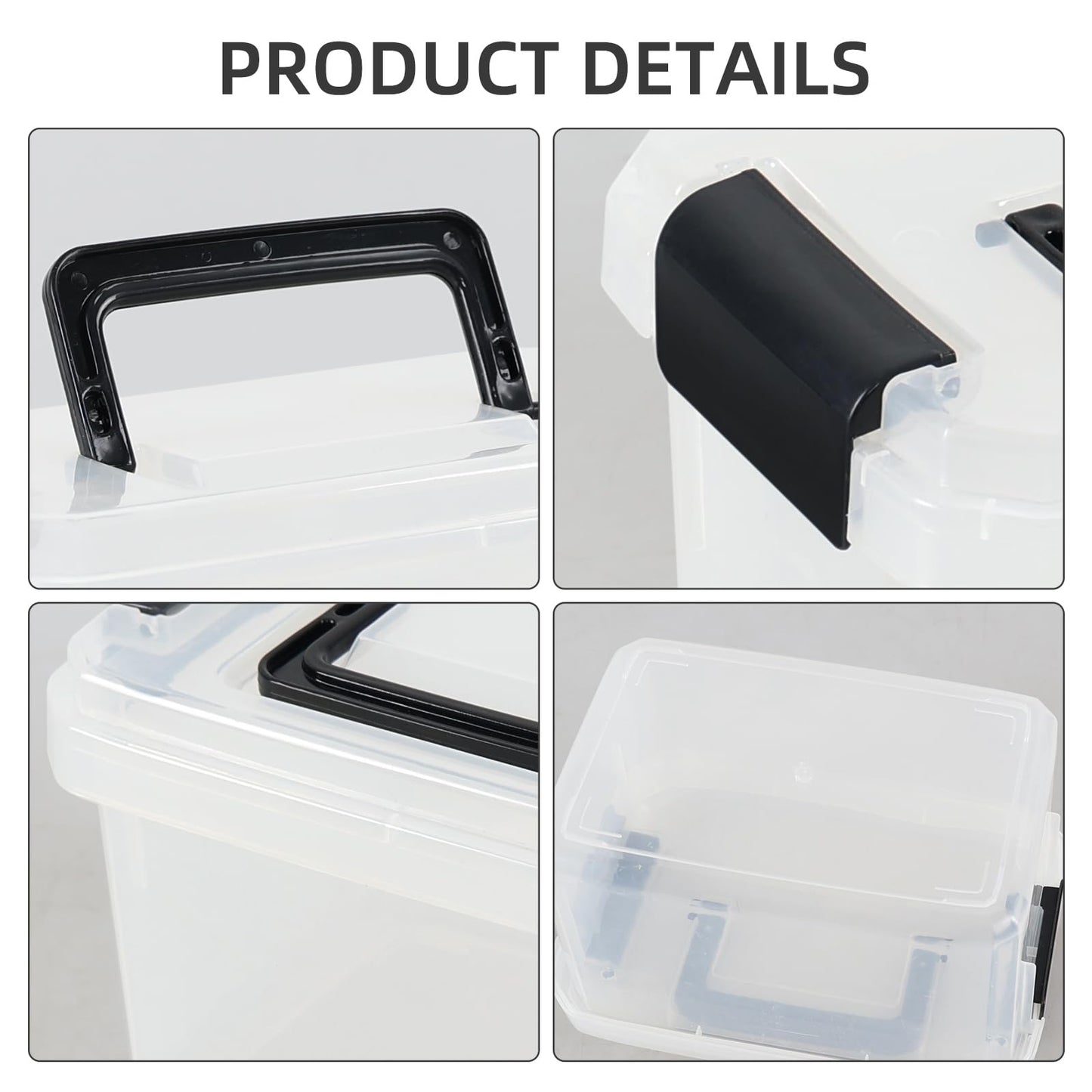 Doryh 4 Pack 2 L Clear Plastic Lidded Storage Boxes with Handles