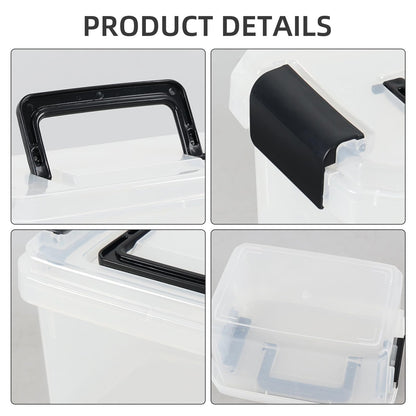 Doryh 4 Pack 2 L Clear Plastic Lidded Storage Boxes with Handles