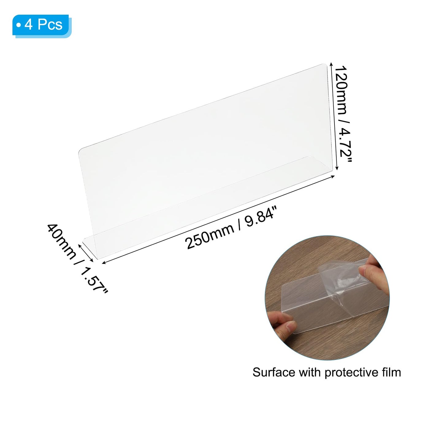 PATIKIL 4 Pack Shelf Dividers for Closet Organization, 9.9x1.6x4.8 Acrylic Closets Separator Kitchen Cabinet Shelves Under Bed Blocker for Bedroom