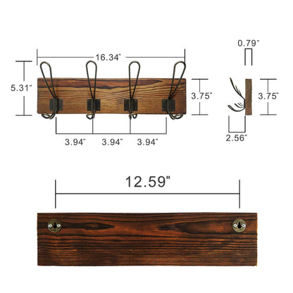 KOLYMAX Rustic Coat Rack Wall Mounted, Solid Wooden Coat Hook Rack with 8 Hooks Perfect Touch for Your Entryway, Mudroom, Kitchen, Bathroom and More