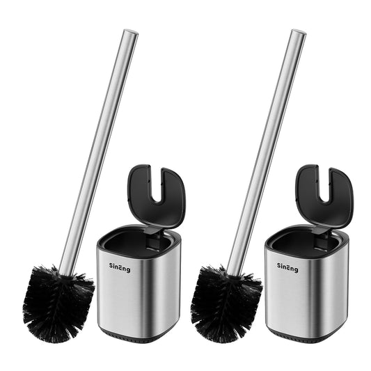Toilet Brush and Holder Set Toilet Bowl Brush Stainless Steel Automatic Toilet Bowl Cleaner Brush with Durable Bristle Head Toilet Cleaning Brush for