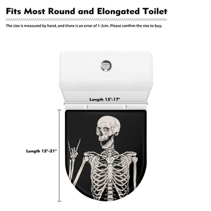 COEQINE Skull Print Toilet Lid Cover，Black Resisant Washable Bathroom Decoration 1 Pcs Cute Skull Print Toilet Lid Dustproof
