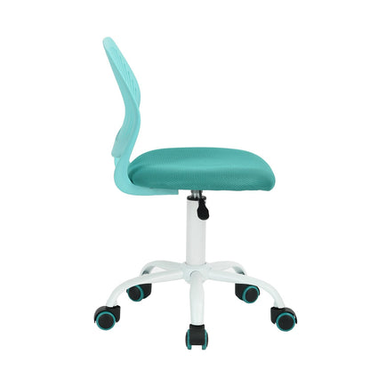 FurnitureR Compact Gaming Chair, PP Hollow Backrest, Adjustable Height, Ergonomic Swivel Foam Seat, 5 Castors Iron Base, for Reading, Drawing, Gaming