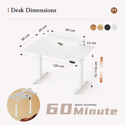 Klicelor Electric Standing Desk, Led & Plug, Movable Monitorstand, 120x80