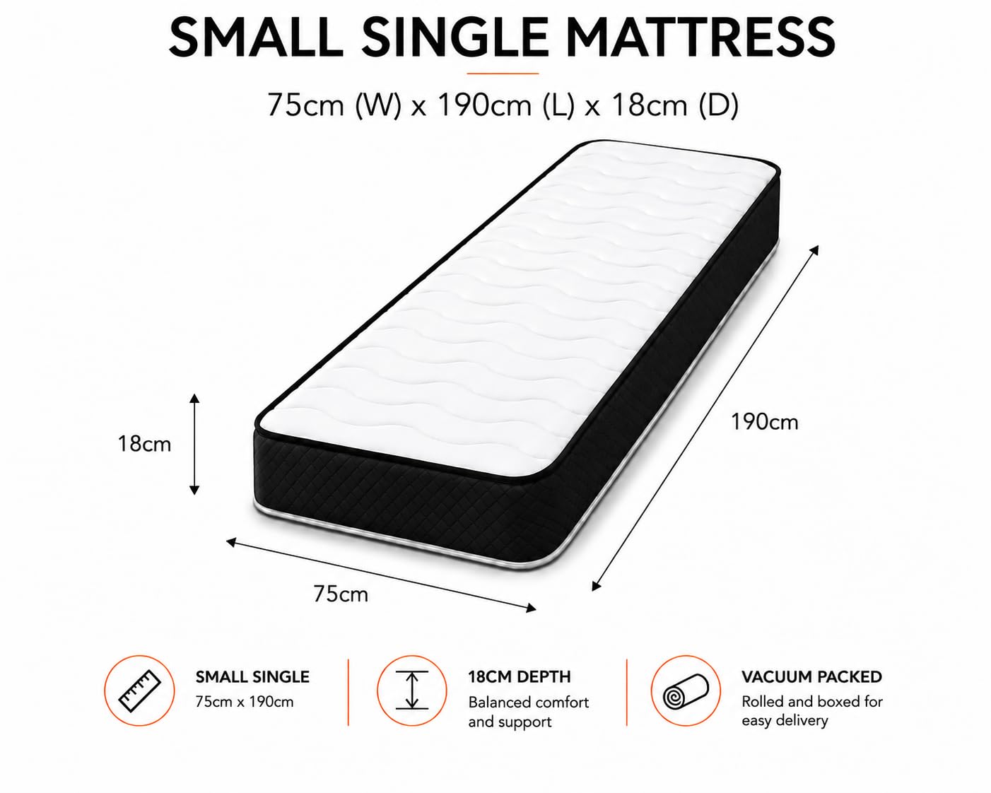 eXtreme comfort ltd Cooltouch Colours Black Small Single Mattress
